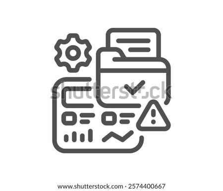 Data entry line icon. Folder with document file sign. Input information symbol. Quality design element. Linear style data entry icon. Editable stroke. Vector