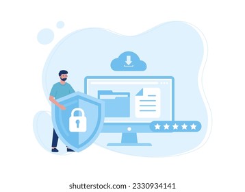 Data entry security trending concept flat illustration