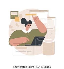 Data entry services abstract concept vector illustration. Database management service, data entry outsource company, remote professional operator, structured information abstract metaphor.