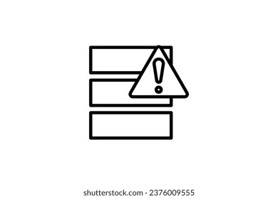 Data error icon. hard drive with exclamation mark. icon related to Warning, notification. suitable for app, user interfaces, printable etc. Line icon style. Simple vector design editable