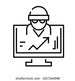 Data espionage line icon, concept sign, outline vector illustration, linear symbol.