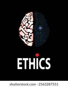 Data Ethics and AI Ethics faces of a responsible future in ethical decision making. Vector illustration