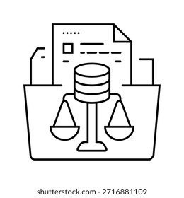 ética de dados ética ai linha ícone vetor. ética de dados ética ai sinal. isolado contorno símbolo ilustração preta
