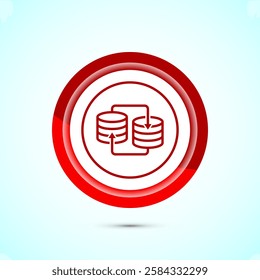 Data exchange icon design illustration, Data transfer sign for apps and websites, Red color button design