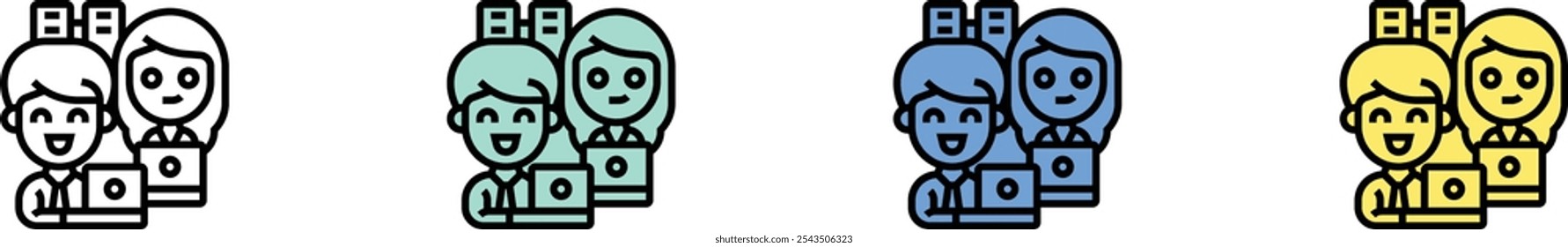 data exchange icon. Outline, Green, Blue and Yellow Style Design Isolated On White Background
