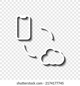 Data exchange icon, vector. Flat design. White with shadow on transparent grid.ai