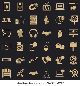 Data exchange icons set. Simple style of 36 data exchange vector icons for web for any design