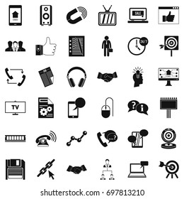 Data exchange icons set. Simple style of 36 data exchange vector icons for web isolated on white background