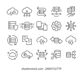 Data Exchange Icons - Vector Line. Editable Stroke.