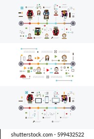 Data exchange infographic. Time line infographic set. Vetor illustration.