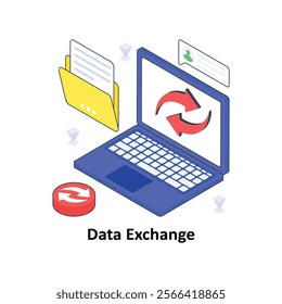 Data Exchange isometric Colored illustration. EPS File stock illustration