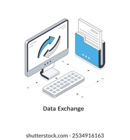 Ilustración de stock isométrico de intercambio de datos. EPS Archivo ilustración de stock