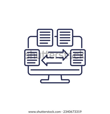 data exchange line icon with documents