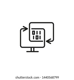 Data exchange line icon. Screens, information, sharing. Data science concept. Vector illustration can be used for topics like information technology, data protection, computer usage