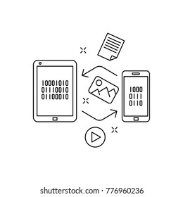 Data exchange outline icon