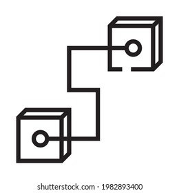 Data exchange outline icon isolated on white background