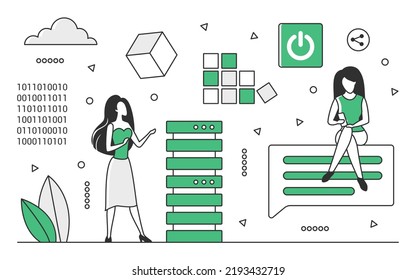 Data Exchange Process. Sending And Receiving Information Content, Info Source Vector Monocolor Illustration