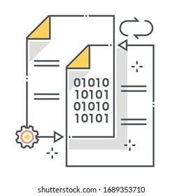 Data exchange related line vector icon, illustration. The icon is about copy, synchronization, encryption, back up,  download.
