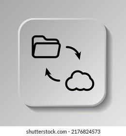 Data exchange simple icon, vector. Flat design. Black icon on square button with shadow. Grey background.ai