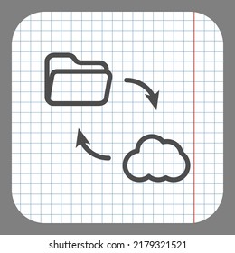 Data exchange simple icon, vector. Flat design. On graph paper. Grey background.ai