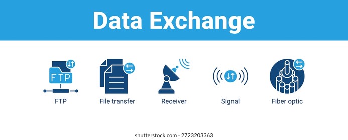 Data Exchange web banner icon vector illustration concept , with icon of FTP, File transfer, Receiver, Signal.