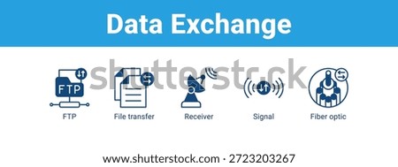 Data Exchange web banner icon vector illustration concept , with icon of FTP, File transfer, Receiver, Signal.