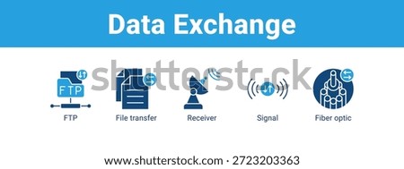 Data Exchange web banner icon vector illustration concept , with icon of FTP, File transfer, Receiver, Signal.