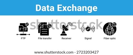 Data Exchange web banner icon vector illustration concept , with icon of FTP, File transfer, Receiver, Signal.