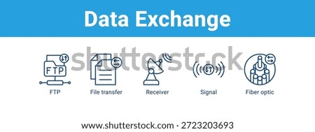 Data Exchange web banner icon vector illustration concept , with icon of FTP, File transfer, Receiver, Signal.