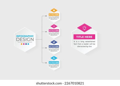 Data explanation and project classification infographic template vector with colorful geometric shapes. Office and business presentation diagram flowchart vector. Data visualization infographic.