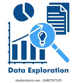Exploración de datos Ilustración vectorial de iconos de glifo de dos colores