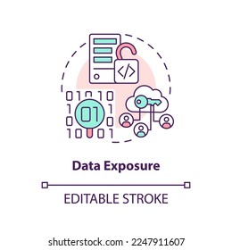 Data exposure concept icon. Procedural programming abstract idea thin line illustration. Sensitive information loss. Isolated outline drawing. Editable stroke. Arial, Myriad Pro-Bold fonts used