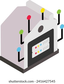 Data extracted from IoT devices isometric Concept, Mapping inter-connectivity Vector Icon Design, Big data Symbol, Business intelligence Sign,Web hosting and Data Center Stock Illustration