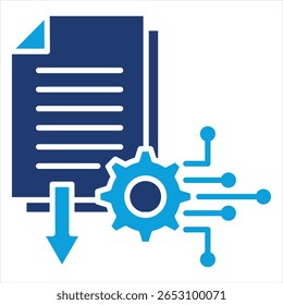 Ilustração de vetor de ícone azul plano de extração de dados