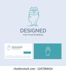 Data, extraction, head, knowledge, sharing Business Logo Line Icon Symbol for your business. Turquoise Business Cards with Brand logo template