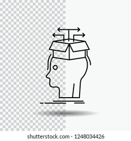Data, extraction, head, knowledge, sharing Line Icon on Transparent Background. Black Icon Vector Illustration