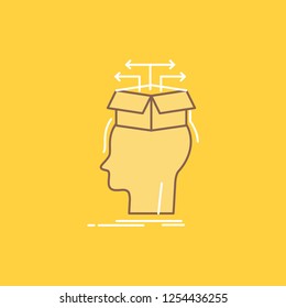 Data, extraction, head, knowledge, sharing Flat Line Filled Icon. Beautiful Logo button over yellow background for UI and UX, website or mobile application
