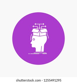 Data, extraction, head, knowledge, sharing White Glyph Icon in Circle. Vector Button illustration