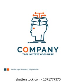 Data, Extraction, Head, Knowledge, Sharing Logo Design. Blue And Orange Brand Name Design. Place For Tagline. Business Logo Template.