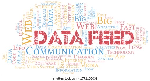 Data Feed Vector Word Cloud, Made With Text Only.