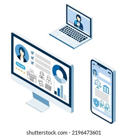 Data Of The Female Political Candidate Is Displayed Three Different Devices