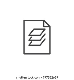 Data file document line icon, outline vector sign, linear style pictogram isolated on white. Layers file symbol, logo illustration. Editable stroke