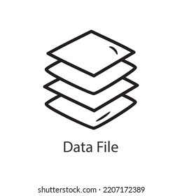 Ilustración de diseño de iconos de esquema de archivo de datos rellenados. Símbolo de datos sobre el archivo EPS 10 de fondo blanco