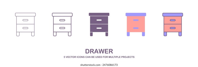 Data File Folder Organize Box Sign. Drawer icons. Document Storage Symbol. Office Project Paper Depository Drawer Icon colorfull.