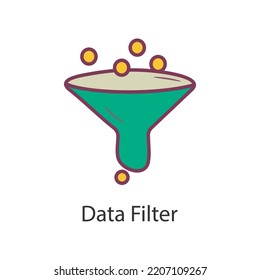 Data Filter Filled Outline Icon Design illustration. Data Symbol on White background EPS 10 File