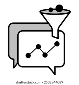 Data Filtering Chat Icon – A Chat Bubble with a Funnel, Indicating Data Refinement and Filtered Conversations