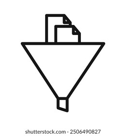 Data filtering icon Black line art vector logo