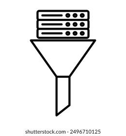 Data filtering icon linear logo mark in black and white