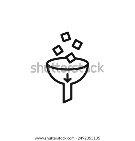 Data filtering icon outline collection in black and on white background