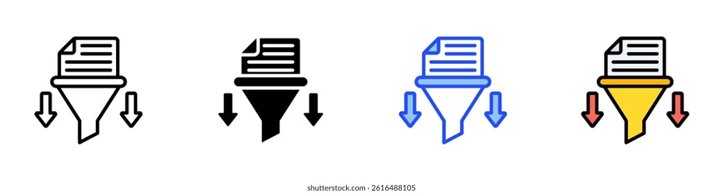 Data Filtering Icon Set With Multiple Style Collection